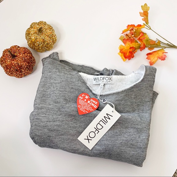 NWT Wildfox Solid Grey Ruffle Sweater - Picture 4 of 4